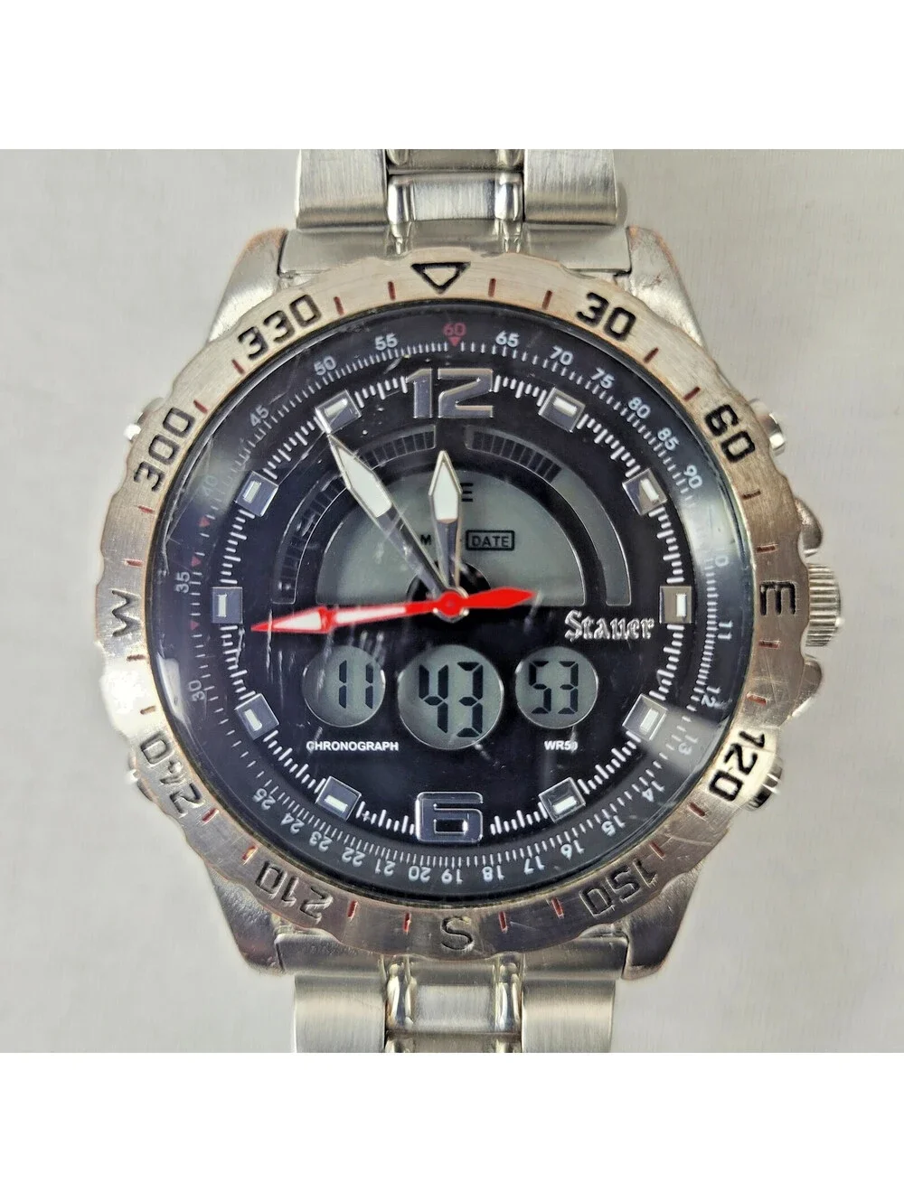 Stauer 19093 Compendium Hybrid Watch Mens 47mm Analog Digital Chronograph